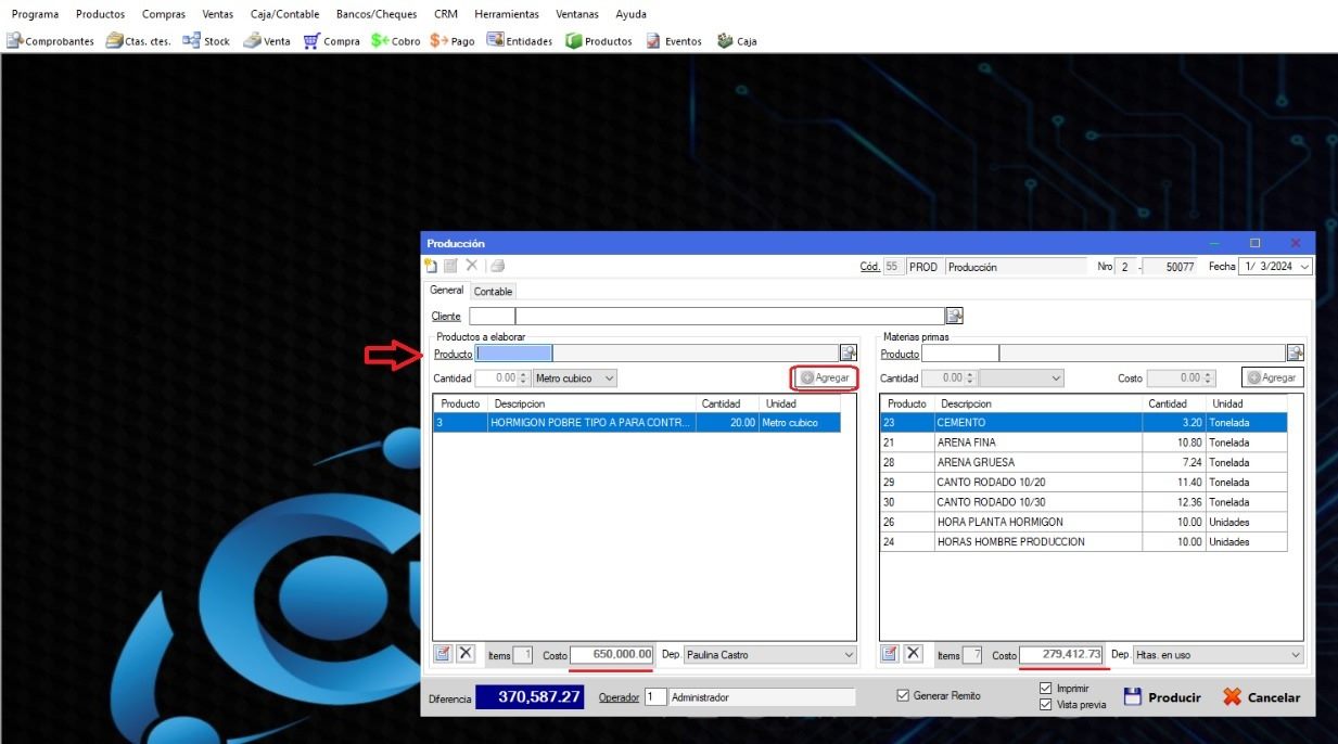Captura real de Cuantico ERP