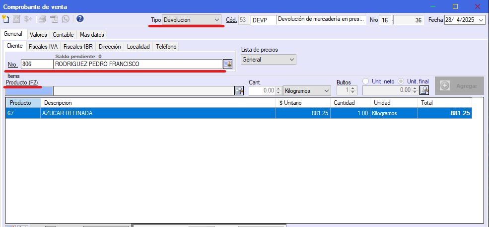 Captura real de Cuantico ERP