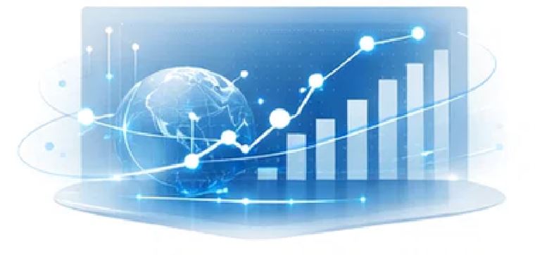 Ilustración de analítica predictiva con gráficos ascendentes